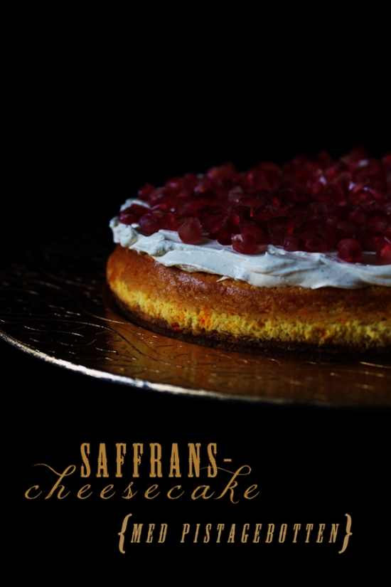 Saffron Cheesecake with Pistachios and Pomegranate