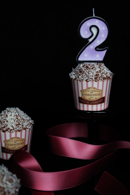 Banana Cupcakes with Chocolate Italian Meringue Buttercream and Coconut