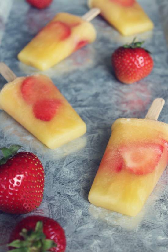 Peach Popsicles with Strawberries