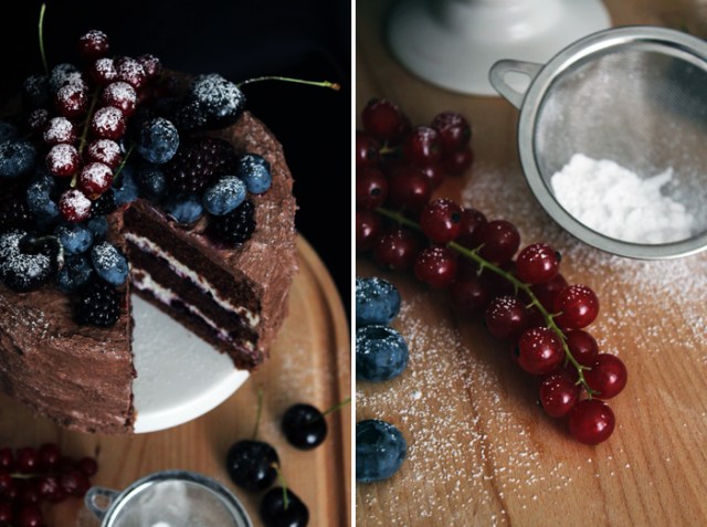 Chocolate Berry Cake with Vanilla Mascarpone Filling