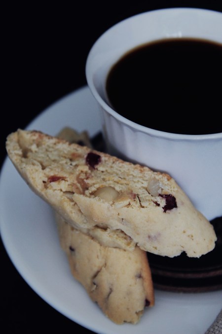 Macadamia Cranberry Biscotti with Maple Syrup